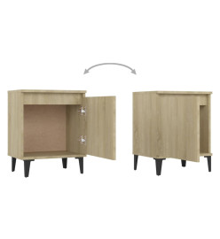 Tables de chevet pieds en métal 2 pcs Chêne sonoma 40x30x50 cm