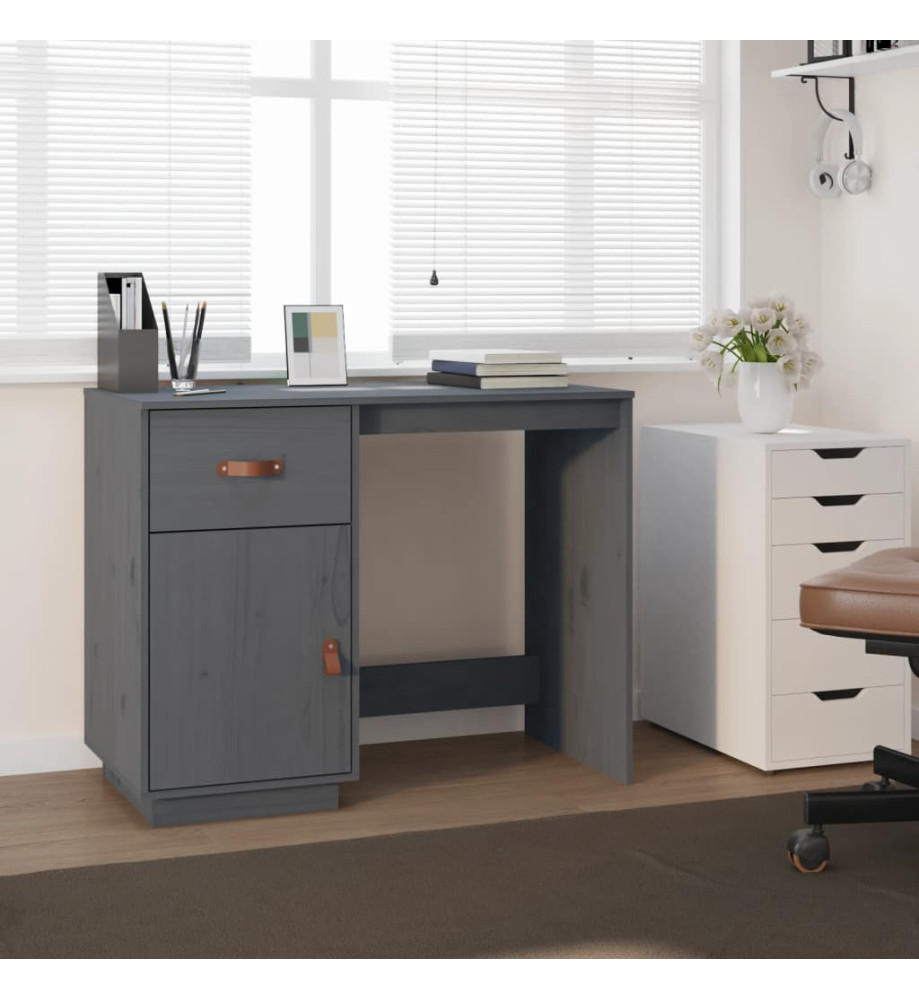 Bureau Gris 95x50x75 cm Bois massif de pin