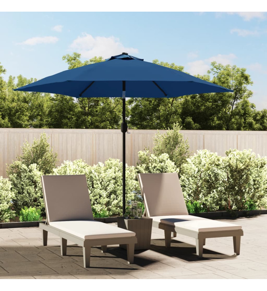 Parasol d'extérieur avec LED et mât en acier 300 cm Azuré Parasol d'extérieur avec LED et mât en acier 300 cm Azuré
