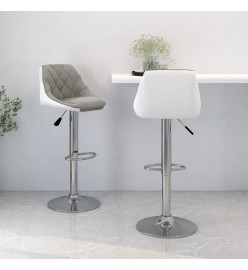 Tabourets de bar lot de 2 gris et blanc similicuir