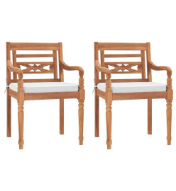 Chaises Batavia 2 pcs avec coussins Bois de teck solide