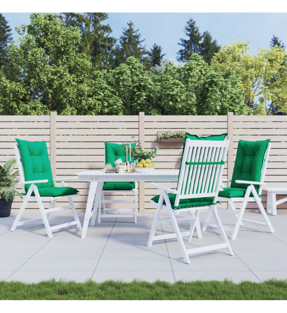 Coussins de chaise de jardin à dossier haut lot de 4 vert tissu