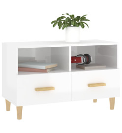 Meuble TV Blanc brillant 80x36x50 cm Bois d'ingénierie