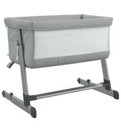 Lit pour bébé avec matelas Gris clair Tissu de lin