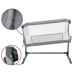 Lit pour bébé avec matelas Gris clair Tissu de lin