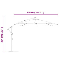 Parasol déporté à LED et mât en acier Terre cuite