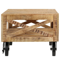 Table basse avec roues Bois de manguier massif 110 x 50 x 37 cm