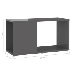 Meuble TV Gris brillant 60x24x32 cm Aggloméré