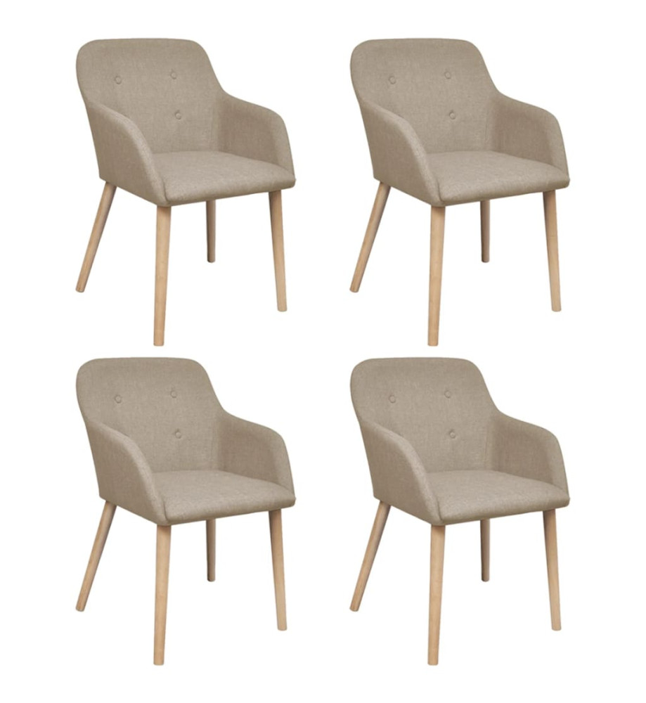 Chaises à manger lot de 4 beige tissu et chêne massif