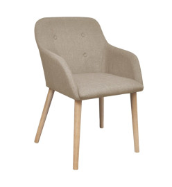 Chaises à manger lot de 4 beige tissu et chêne massif