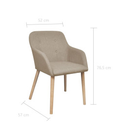 Chaises à manger lot de 2 beige tissu et chêne massif