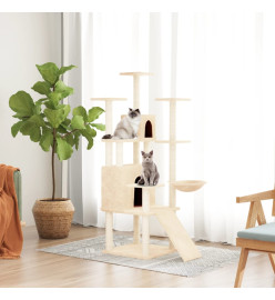 Arbre à chat avec griffoirs en sisal Crème 154 cm