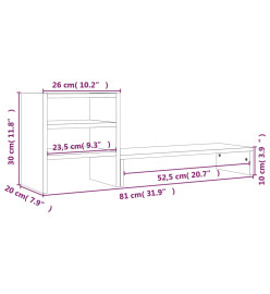 Support de moniteur Noir 81x20x30 cm Bois de pin solide