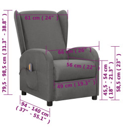 Fauteuil de massage inclinable Gris clair Tissu