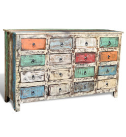 Armoire avec 16 tiroirs Bois massif de récupération Multicolore