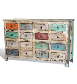 Armoire avec 16 tiroirs Bois massif de récupération Multicolore