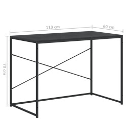 Bureau d'ordinateur Noir 110x60x70 cm Aggloméré