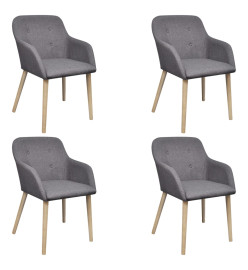 Chaises à manger lot de 4 gris clair tissu et chêne massif