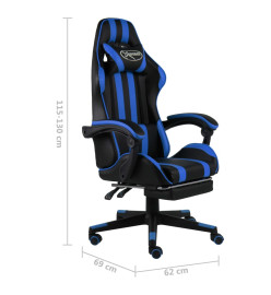 Fauteuil de jeux vidéo avec repose-pied Noir et bleu Similicuir