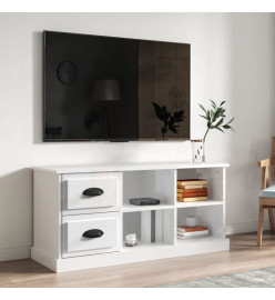 Meuble TV blanc brillant 102x35,5x47,5 cm bois d'ingénierie