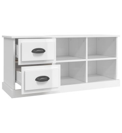 Meuble TV blanc brillant 102x35,5x47,5 cm bois d'ingénierie