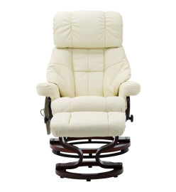 Fauteuil de massage inclinable Crème Similicuir et bois courbé