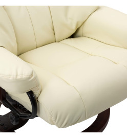 Fauteuil de massage inclinable Crème Similicuir et bois courbé