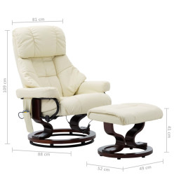 Fauteuil de massage inclinable Crème Similicuir et bois courbé