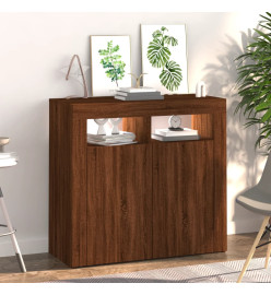 Buffet avec lumières LED chêne marron 80x35x75 cm