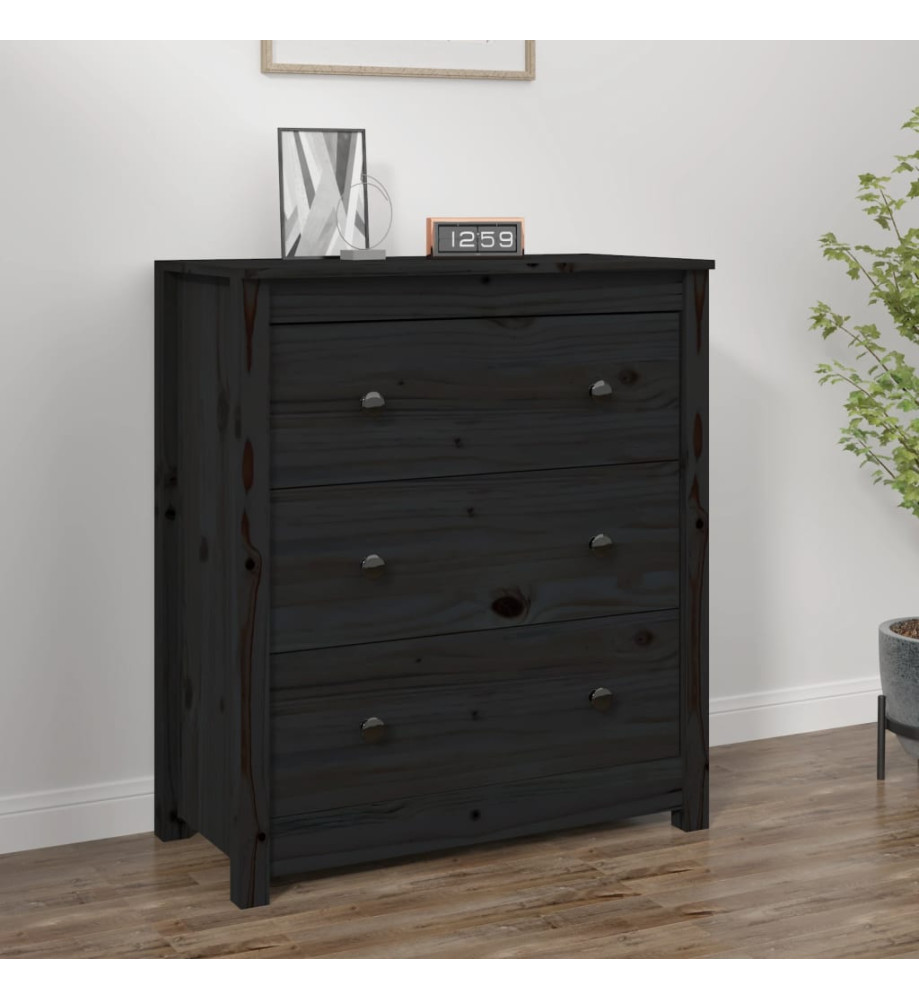 Buffet Noir 70x35x80 cm Bois massif de pin