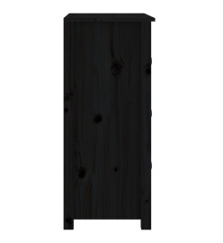 Buffet Noir 70x35x80 cm Bois massif de pin