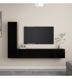 Ensemble de meuble TV 4 pcs Noir Aggloméré