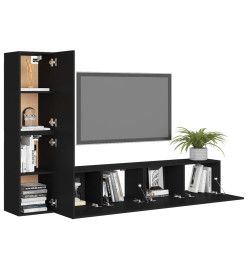 Ensemble de meuble TV 4 pcs Noir Aggloméré