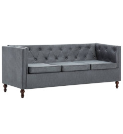 Canapé Chesterfield à 3 places Revêtement en tissu Gris