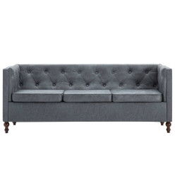 Canapé Chesterfield à 3 places Revêtement en tissu Gris