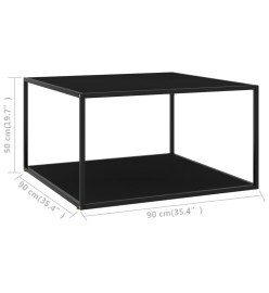 Table basse Noir avec verre noir 90x90x50 cm