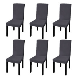 Housse de chaise droite extensible 6 pcs anthracite