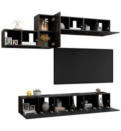 Ensemble de meuble TV 7 pcs Noir Aggloméré