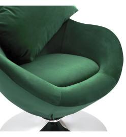 Fauteuil pivotant en forme d’œuf et coussin Vert foncé Velours