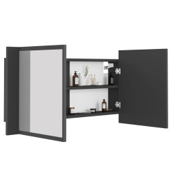 Armoire de salle de bain à miroir LED Gris 90x12x45 Acrylique