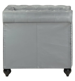 Fauteuil Chesterfield Gris Cuir véritable