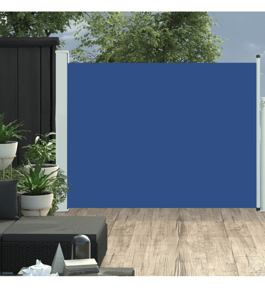 Auvent latéral rétractable de patio 140x500 cm Bleu