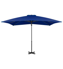 Parasol déporté et mât en aluminium Bleu azuré 250x250 cm