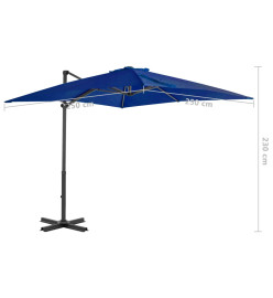 Parasol déporté et mât en aluminium Bleu azuré 250x250 cm