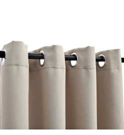 Rideaux occultants avec anneaux en métal 2 pcs Beige 140x245 cm