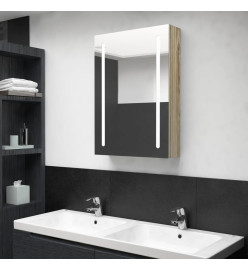 Armoire de salle de bain à miroir LED Chêne 50x13x70 cm