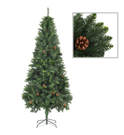 Arbre de Noël artificiel pré-éclairé/boules pommes de pin 210cm