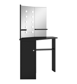 Coiffeuse d'angle avec LED Noir 111x54x141,5 cm