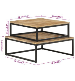 Tables gigognes 2 pcs Bois solide de manguier