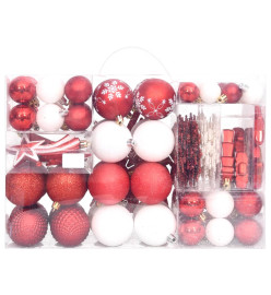 Ensemble de boules de Noël 108 pcs Rouge et blanc